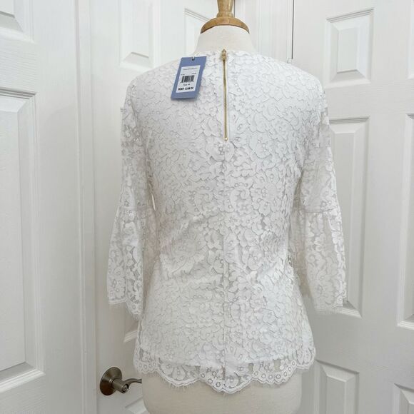 Sail to Sable Womens White Floral Layered Lace Blouse Top Size Medium NWT - Picture 3 of 6